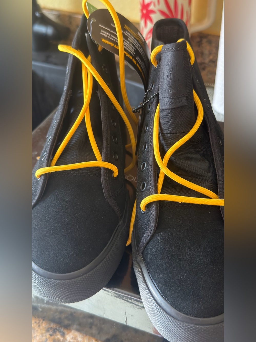 DC Black Sneakers with Yellow Laces size 9.5